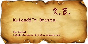 Kulcsár Britta névjegykártya
